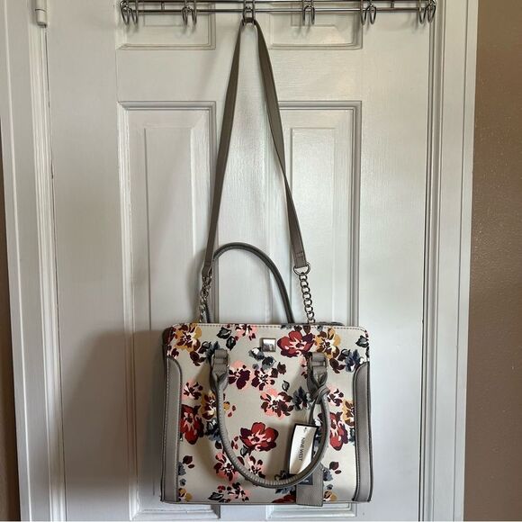 Nine West Gray and Pink Satchel with Floral Accents - Picture 7 of 7